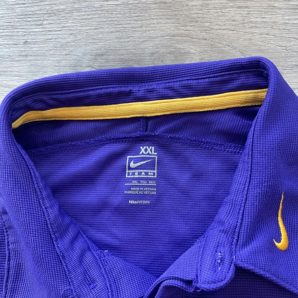 Nike Denver Broncos NFL Purple Yellow Polo Shirt Men's XXL Dri-FIT Athletic